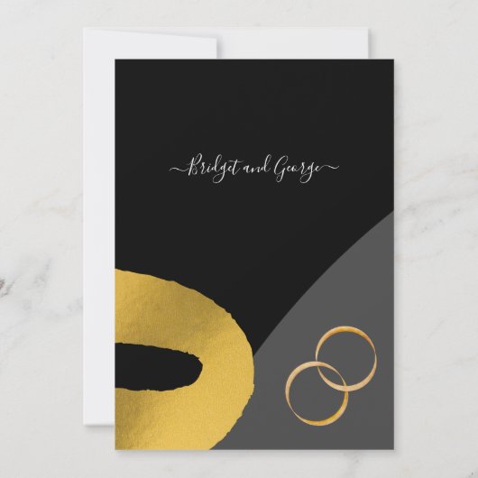 décoration mariage or noir glamour invitation (Dos)