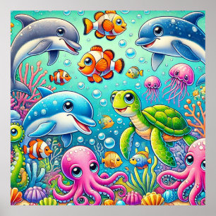 Décoration Murale Animaux Marins pour Enfants Scèn