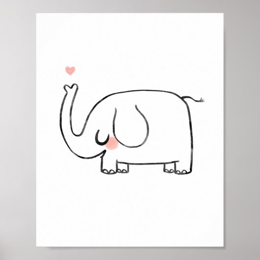 Décoration murale de crèche éléphant coeur mignon (Devant)