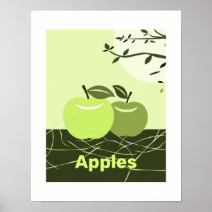 Décoration murale de cuisine avec pommes vertes