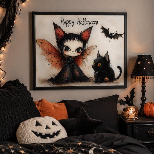 Décoration murale de fée et de chat noir pour Hall