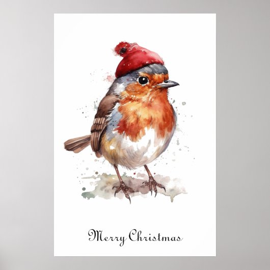 Décoration murale de Noël Robin aquarelle (Devant)