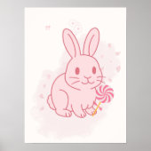 Décoration murale de nursery avec un lapin rose mi (Devant)