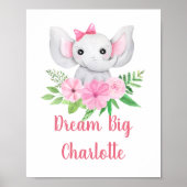 Décoration murale de nursery pour bébé fille éléph (Devant)