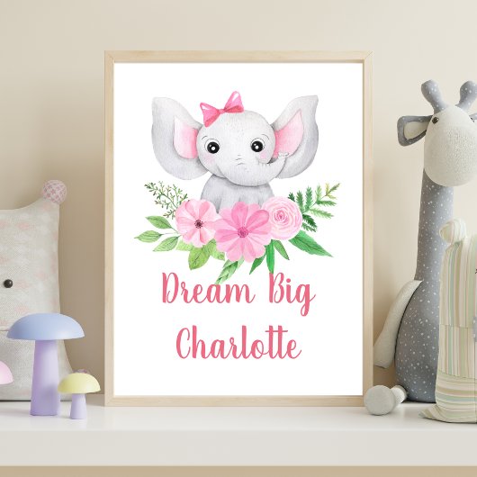 Décoration murale de nursery pour bébé fille éléph