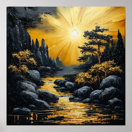 🌄 Décoration murale de rivière au coucher du sole (Devant)