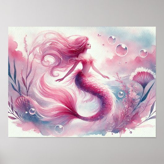 Décoration murale de sirène à l'aquarelle  (Devant)