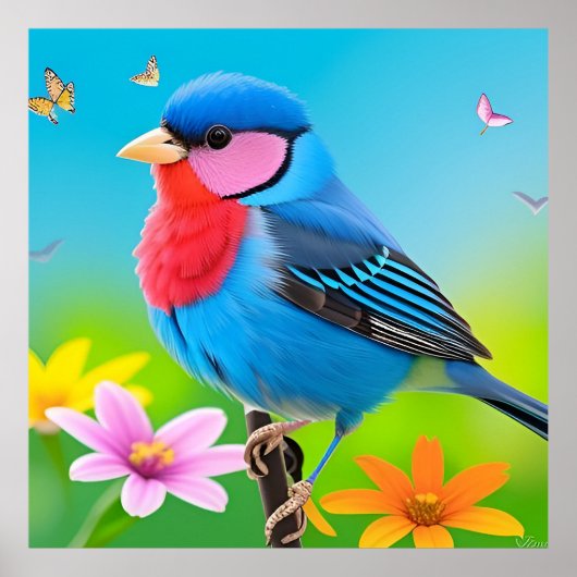 Décoration murale d'impression d'oiseaux de jardin (Devant)