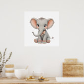 Décoration murale éléphant bébé mignon – Affiche d (Cuisine)