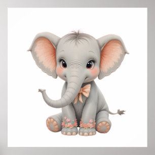 Décoration murale éléphant bébé mignon – Affiche d