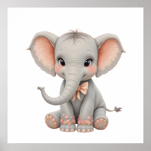 Décoration murale éléphant bébé mignon – Affiche d (Devant)