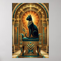 Décoration murale en forme de chat sur un trône ég