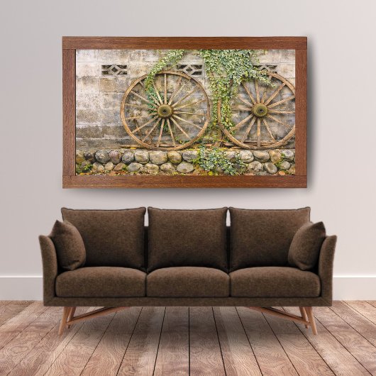 Décoration murale en forme de roue de chariot rust