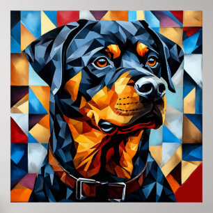 🐾 Décoration murale en mosaïque de chien Rottweil