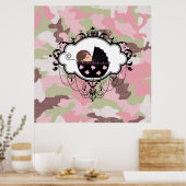 Décoration murale fille bébé camouflage rose (Cuisine)