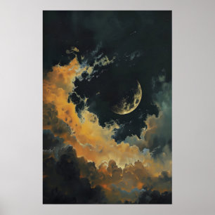 Décoration murale Lune céleste et étoiles, Croissa