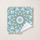 décoration ornementale bleue verte blanche (Gant de toilette)