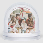 Décoration rouge à rayures de neige Globe (Avant)