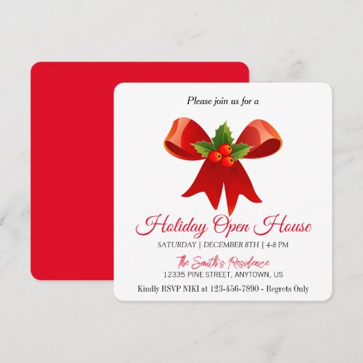 Décoration rouge pour la carte de vacances de l'ar (Devant / Derrière)