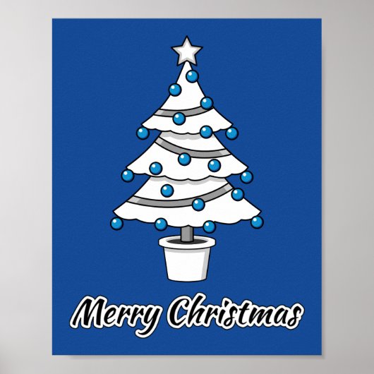 Décorations Bleues Arbre de Noël Blanc - Joyeux No (Devant)
