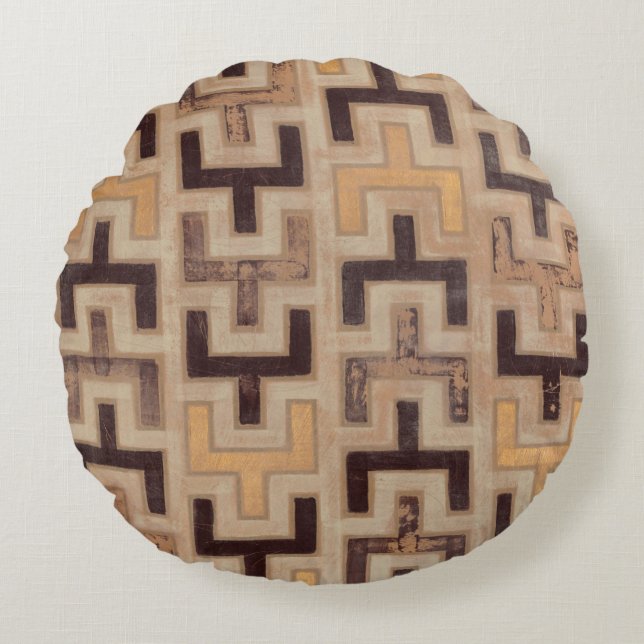 Decorative African Mudcloth Pattern Rond Kussen (Voorkant)