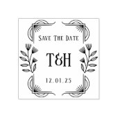 Decorative Art Deco Wooden Monogram Save The Date Rubberstempel (Afrduk)