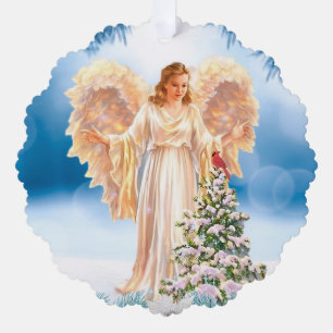 Décorative Belle carte d'ornement en papier d'ange avec arbre