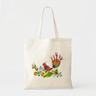 Decorative Bird with Flowers & Berries Tote Bag