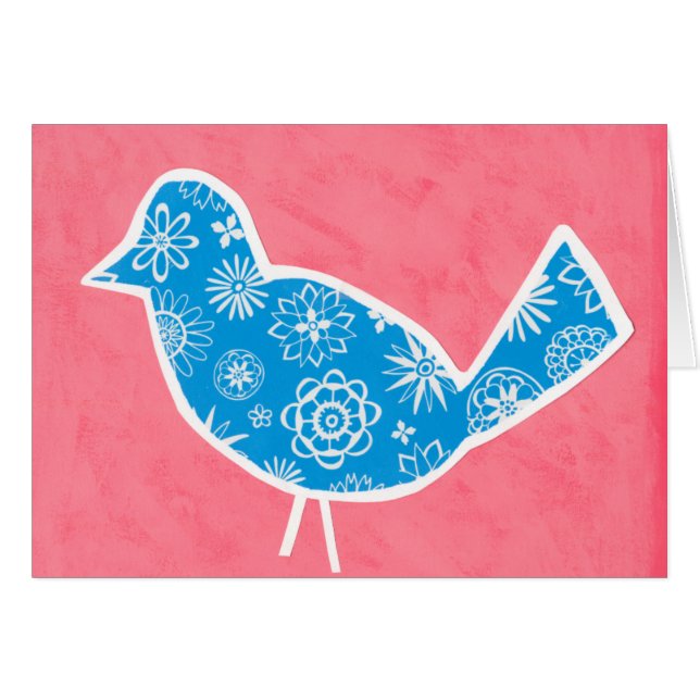 Decorative Bird with Patterns on Pink Background (Voorkant Horizontaal)