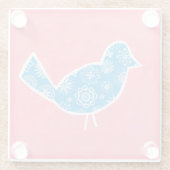 Decorative Bird with Patterns on Pink Background Glazen Onderzetter (Achterkant)