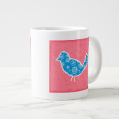 Decorative Bird with Patterns on Pink Background Jumbo Beker (Voorkant rechts)