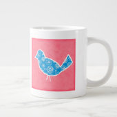 Decorative Bird with Patterns on Pink Background Jumbo Beker (Rechts)