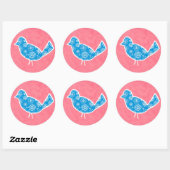 Decorative Bird with Patterns on Pink Background Ronde Sticker (Vel)