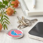 Decorative Bird with Patterns on Pink Background Sleutelhanger (Zijkant)