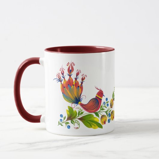 Decorative Birds with Flowers & Berries Art Mug (Gauche)