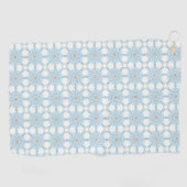 Decorative blue geometric floral patterned golfhanddoek (Horizontaal)