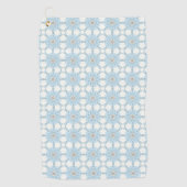 Decorative blue geometric floral patterned golfhanddoek (Voorkant)