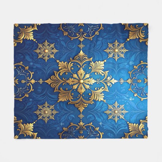 Decorative Blue Gold Fleece Blanket (Voorkant (Horizontaal))