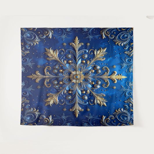 Decorative Blue Gold Holiday Backdrop Wandkleed (Voorkant (horizontaal))