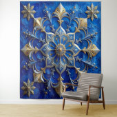 Decorative Blue Gold Holiday Backdrop Wandkleed (In situ)