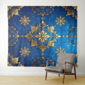 Decorative Blue Gold Holiday Backdrop Wandkleed (In Situ (horizontaal))
