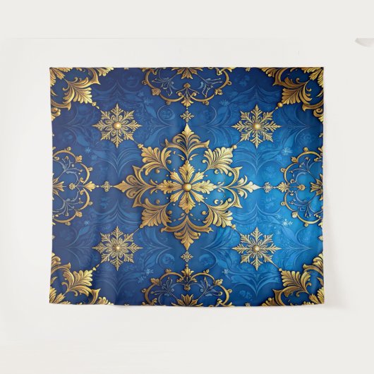 Decorative Blue Gold Holiday Backdrop Wandkleed (Voorkant (horizontaal))