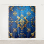 Decorative Blue Gold Holiday Backdrop Wandkleed (Voorkant)
