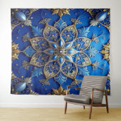 Decorative Blue Gold Holiday Backdrop Wandkleed (In Situ (horizontaal))