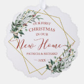 Décorative Carte de Noël de verdure de première maison neuve  (Verso)