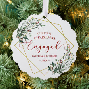 Décorative Carte de verdure de premier Noël engagé
