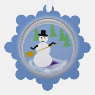 Décorative Carte d'ornement - Bonhomme de neige travailleur s
