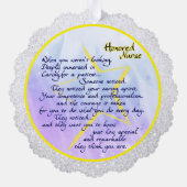 Décorative Carte d'ornement d'appréciation de l'infirmière (Verso)