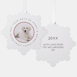 Décorative Carte d'ornement de Noël photo de chien personnali