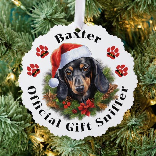 Décorative Carte d'ornement en papier de Noël Dachshund (Insitu (Arbre))